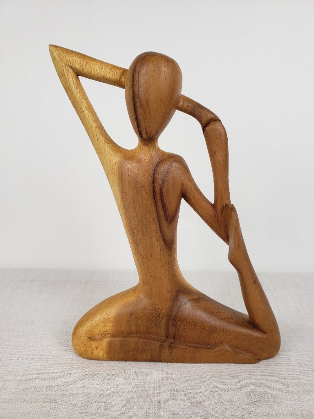 Novica Wood Statue Figurine Stretching Woman Ballet Dancer Yoga Pose